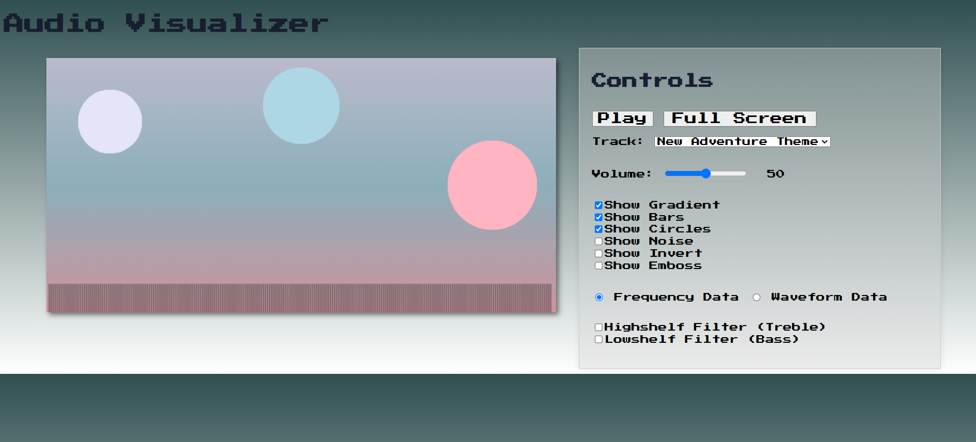 Audio Visualizer splash page