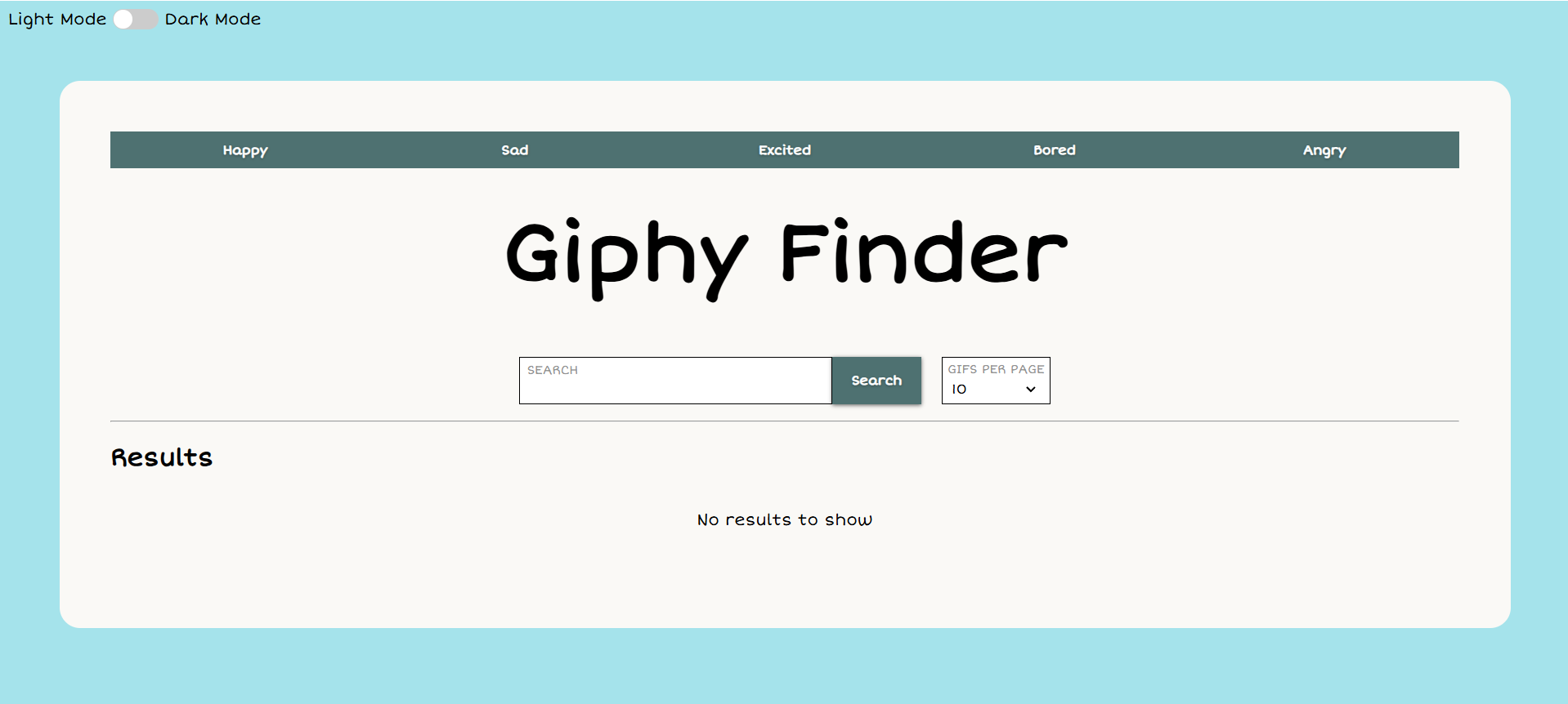 Giphy Finder splash page