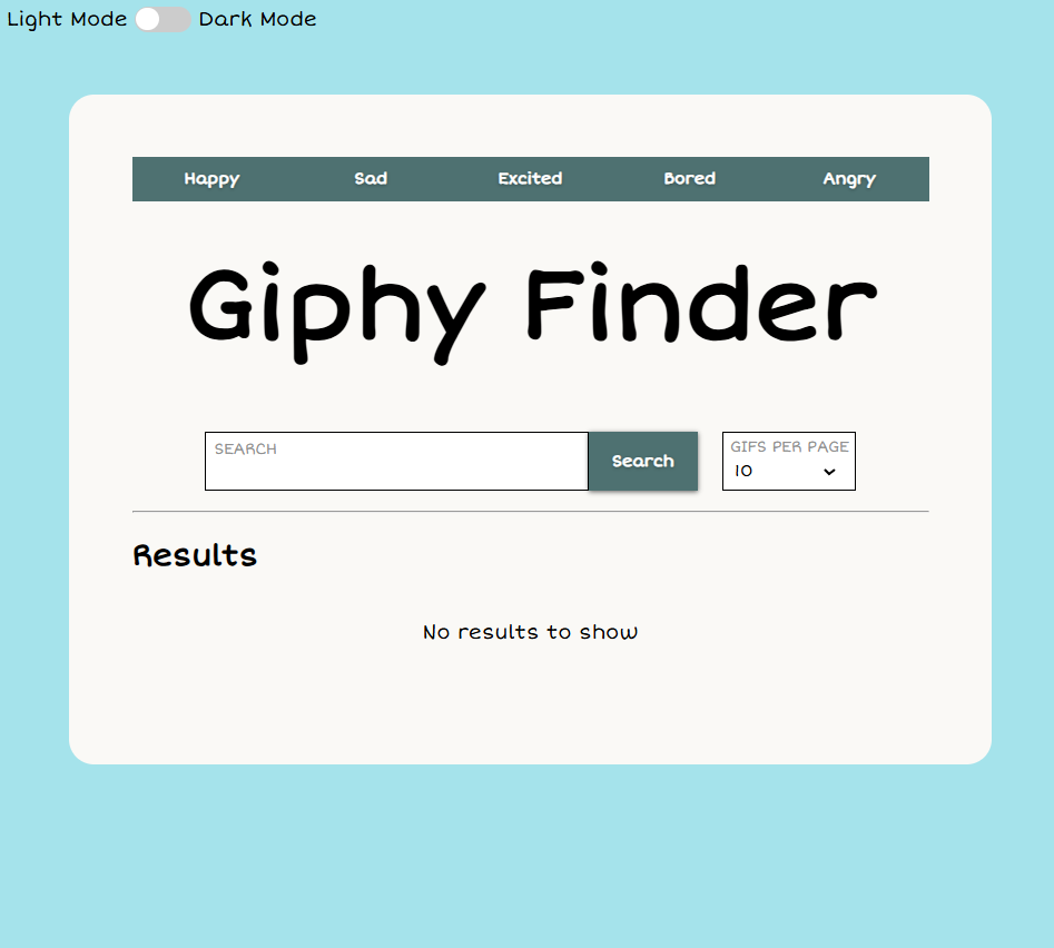 Giphy Finder splash page