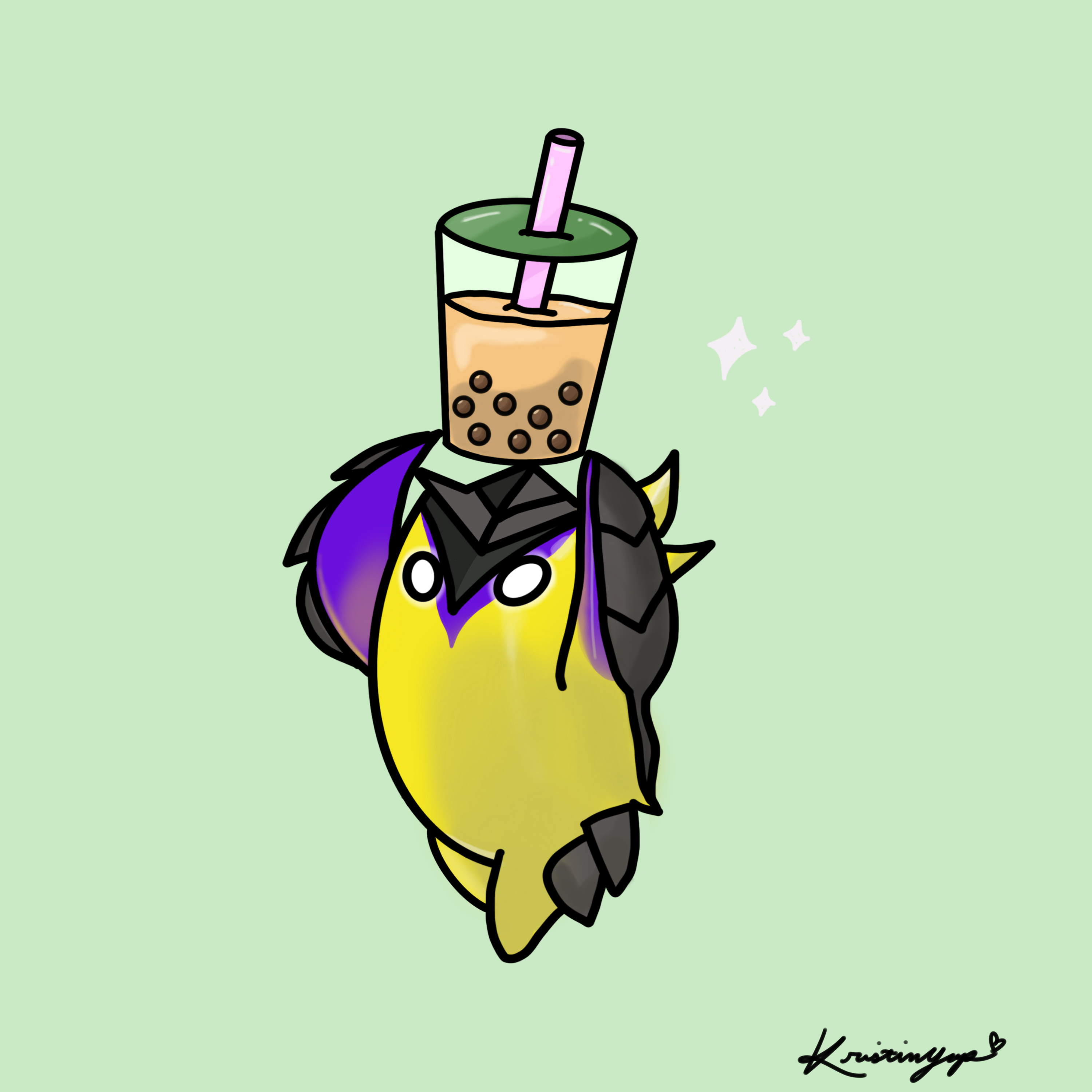 Wingman holding boba